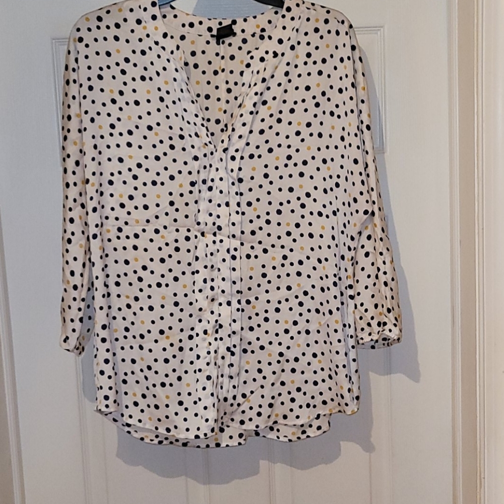Blue and Gold Polka dot blouse